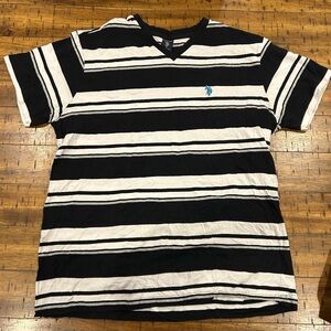 US Polo Assn. Men’s Striped V-Neck Short Sleeved T Shirt